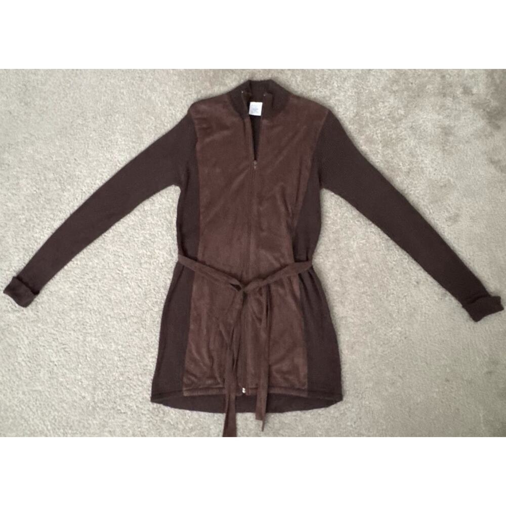 Avon Brown Knit Cardigan Sweater Tie Waist Long Sleeve Medium Boho Cozy